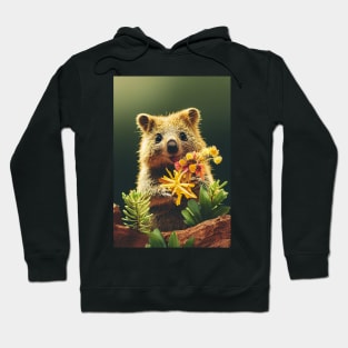 Cute quokka with Australian wild flowers Hoodie